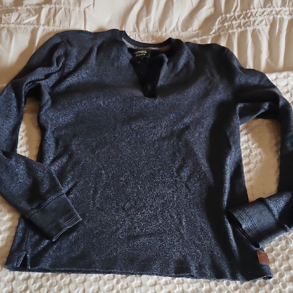 Roots Navy Long Sleeve Shirt Lg